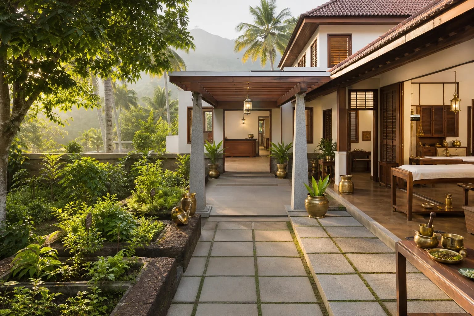 Ayurvedic hospital with a medicinal garden in Kerala